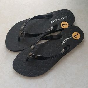 COACH Women's Black Rubber Flip Flops Size 7B